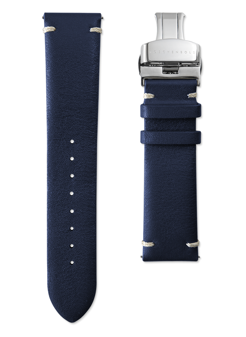 22mm BLUE ITALIAN LEATHER STRAP