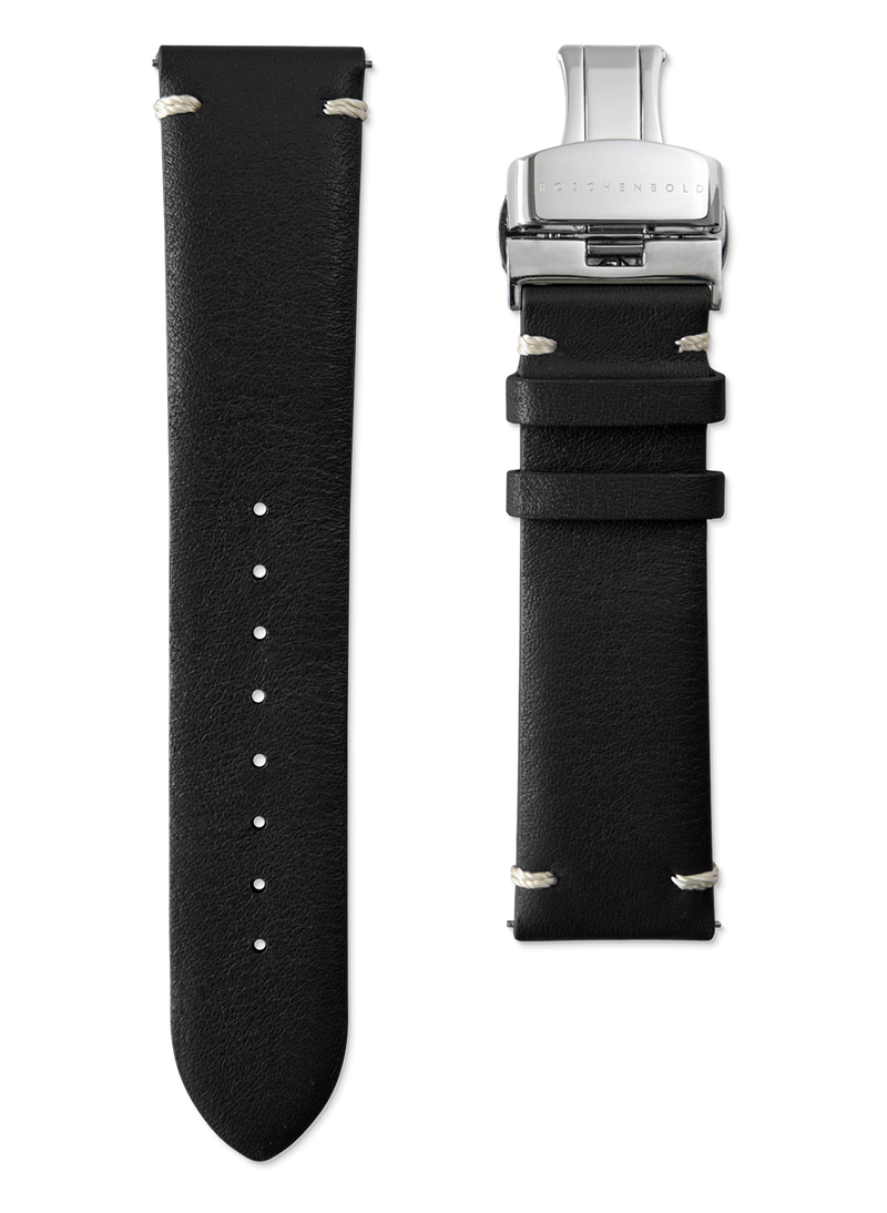 20mm BLACK ITALIAN LEATHER STRAP